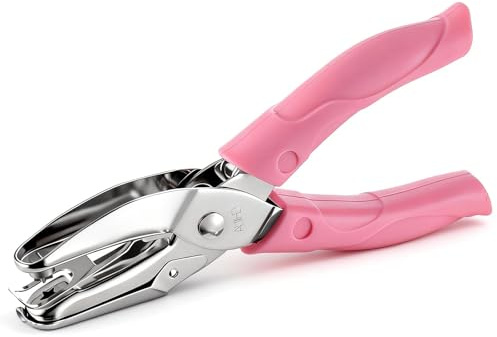 5mm Star Shaped Hole Puncher, Star Single Hole Punch, Metal Single Holes Paper Punches with Soft Handled, Handheld Holes Paper Punch for Crafts, Tags, Scrapbook (Pink)