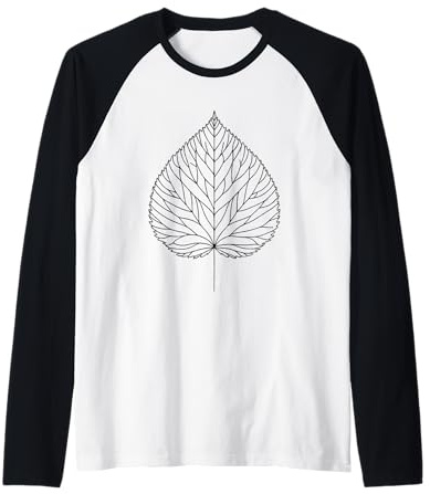 Hornbeam Leaf Line Art Botanist Raglan Baseball Tee