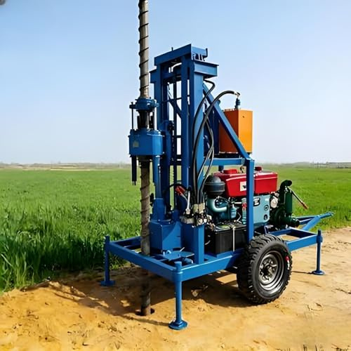 Hydraulic Water Well Drilling Machine Heavy Duty Borehole Well Drill Rig Portable with Hydraulic System Adjustable Drilling Diameter for Rural Water Supply Commercial Geotechnical Drilling Well Use