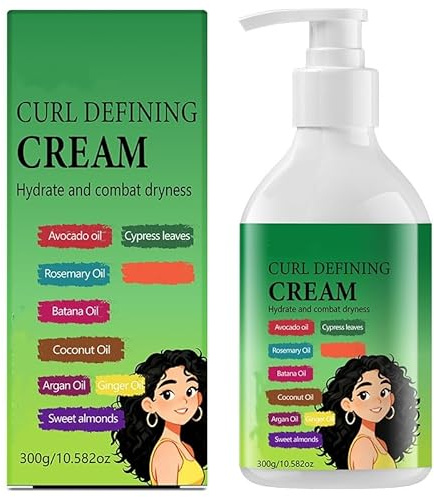 Curl Defining Cream (10 Fl Oz) Anti-Frizz Curling Cream for Enhances Wavy Hair and Curly Hair, Hair Cream Hydrating Hair Mask, Enhances Waves and Curls While Adding Definition Conditions, Detangles,