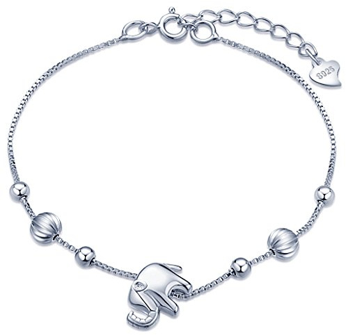 Infinite U - Pulsera para mujer, plata de ley 925, ajustable, diseño doble con cuentas y estrellas, con cadena de extensión