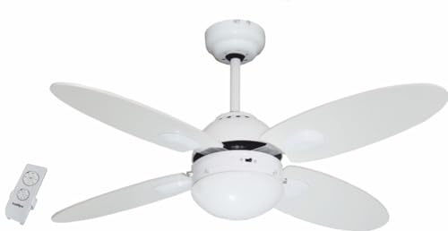 Bastilipo Bermeo Ventilador Techo con Mando A Distancia E27, 60 W, Blanco, 105 x 41 cm, 5698