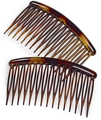 Manicare Side Combs, Pack Of 2, Tortoiseshell Finish, Plastic French Twist Pleat Combs, Hair Slides, Strong Hold Hair Clips, Hair Accessories, Suitable For All Hair Types And Lengths