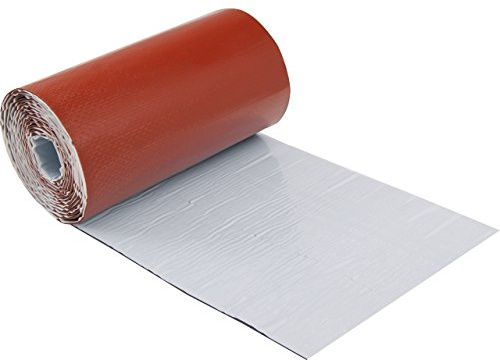 Parotec EPDM Wandanschlussband mit Aluminium Streckgitter (Ziegelrot) | Kaminanschlussband, armiertes EPDM, vollflächiger Butylkleber, UV-beständig, wetterfest