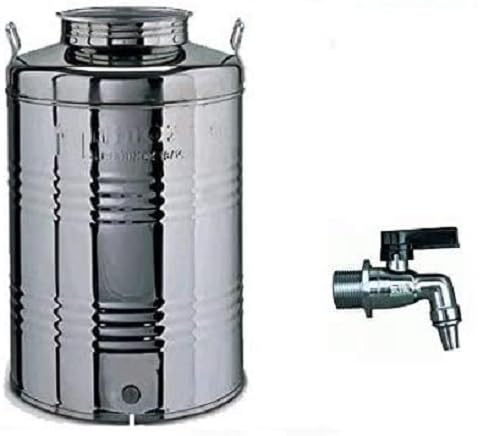 Milo srl CONTENITORE BIDONE FUSTO PER OLIO IN ACCIAIO INOX 18/10 50 LITRI MADE IN ITALY CON RUBINETTO