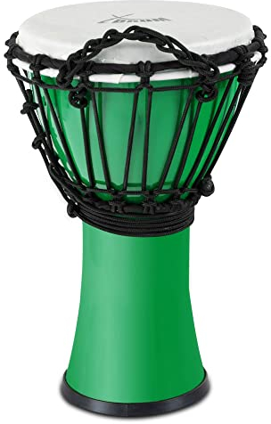 XDrum Primero Junior 31cm Djembe aus PVC - Korpus aus Kunststoff mit traditionellem Stimmsystem - Kompakt und leicht, somit ideal für Kinder und Einsteiger - grün