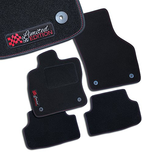 Bär-AfC Auto Fußmatten Limited Edition passend für Kia Ceed CD ab 2018, Autoteppiche Nadelvlies Schwarz, Bandeinfassung Schwarz, Stick Logo Rot, Set 4-teilig, KI62090