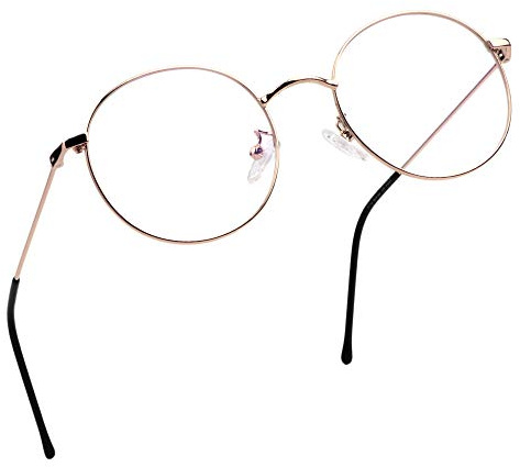 LifeArt Lese von Gläsern | Blaulichtfilter Brille Frauen | Computerbrille Männer | Runde Metallgestell Anti-Augen-Müdigkeit Gläsern (Roségold, +1.75 Vergrößerung）