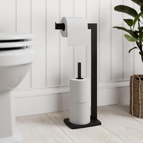ARCHITECKT® Black Square Freestanding Toilet Roll Holder Bathroom Accessories Toilet Paper Holder
