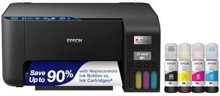 Epson EcoTank ET-2400 Wireless Color All-in-One Cartridge-Free Supertank Printer with Scan and Copy – Easy, Everyday Home Printing, Black