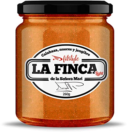 Mermelada de Calabaza (78,8%), nueces y Jengibre | Sin Azúcar añadido 260g | Light y con la mitad de calorías | Con fruta ecológica y sabor intenso