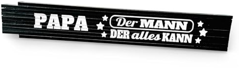 Love Faith personalisierter Zollstock - Der alles kann! - schwarz 2 m | 2m-Meterstab in schwarz - Wähle Wunschnamen & Spruch - Cooles & praktisches Geschenk für Handwerker & Heimwerker