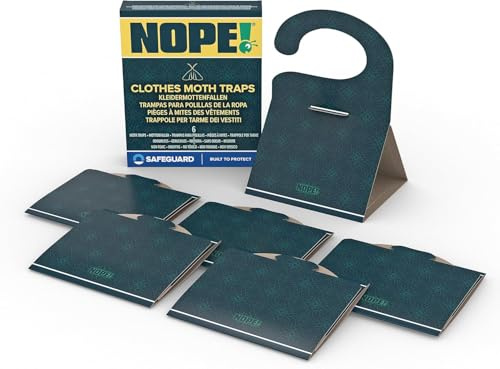 NOPE! Antitarme dei Vestiti - 6 Pezzi - Antitarme per Armadio, Inodore e Appiccicosa. Esca a Feromoni Contro Le Tarme dei Vestiti nel Guardaroba - Sicura per Animali e Bambini