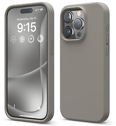 elago Silikon Hülle für iPhone 15 Pro | Premium Silikon Handyhülle, Ganzkörper Schutzhülle [4 Lagige Stoßfeste Struktur], Mikrofaserfutter (Mittelgrau)