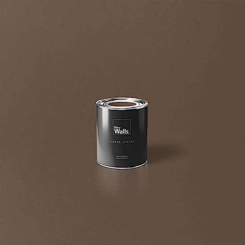 New Walls Premium Wandfarbe Braun, Dunkelbraun Liquid Luxury Dispersionsfarbe für Innenräume – 1 L