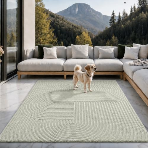 the carpet Santo Plus Outdoor Teppich – Grün, 80 x 150 cm – Wetterfest & Pflegeleicht, Balkon Teppich, Terrasse & Garten, Flachgewebe Indoor & Outdoor, Modern für Wohnzimmer & Schlafzimmer