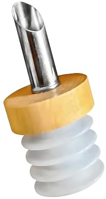 LAYBA Flaschenausgießer Silber/Natur, Edelstahl und Naturkork, ohne Verschlusskappe, für Öl, Essig, Sirup und geeignete Getränke, 1 Stück
