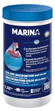 MARINA Chlore Multifonction Tout-en-Un, Dosage idéal pour Piscine de 10 à 15 m3, pastilles de Chlore Multifonction pour Piscine