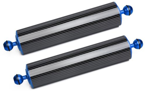 LetonPower Bras Flottant sous-Marin de 12 en Fibre de Carbone, Bras Aquatique, Double Bras Flottant à Bille de 1'', système d'éclairage pour la plongée, Plateau, lumière vidéo/Stroboscope (2pack)