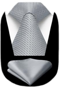 HISDERN Krawatten für Herren Einfarbige Formal Krawatte mit Einstecktuch Set Klassisch Hochzeit Elegant Business Party
