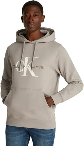 Calvin Klein Herren Hoodie Seasonal Monologo Regular aus Baumwolle, Grau (Rock Ridge), 6XL