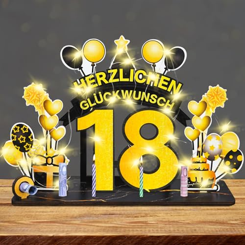 Charfia 18.Geburtstag Mädchen Junge, LED Geldgeschenke Geburtstag Geschenke 18 Geburtstag Geschenk 18 Geburtstag Mädchen, Holz Schild Gästebuch 18 Geburtstag Deko Geschenke zum 18 Geburtstag Mädchen