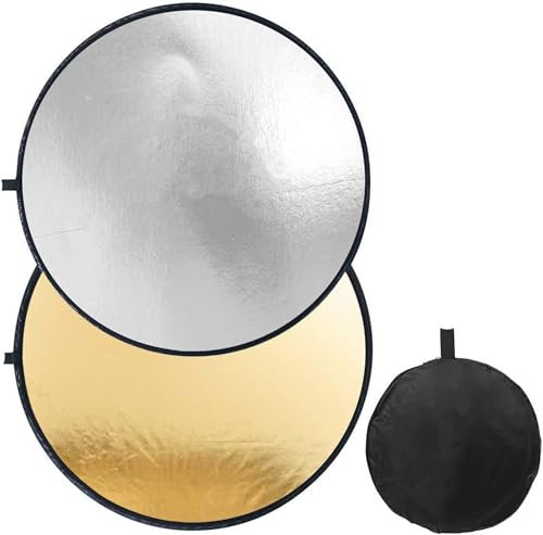 Photography light Reflector, 2 in 1 Silver/Gold, Portable Mini Round Collapsible Light Reflector for Studio/Outdoor Photography(30cm/11.8in)