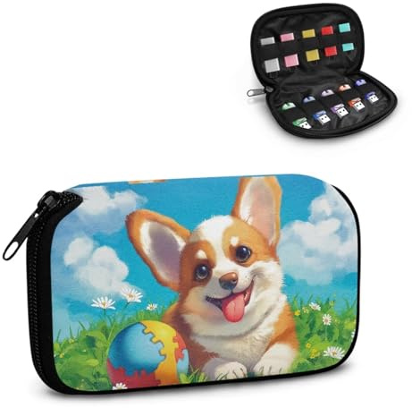 Xoenoiee Corgi Étui de rangement pour clé USB 10 emplacements pour clé USB Motif prairie