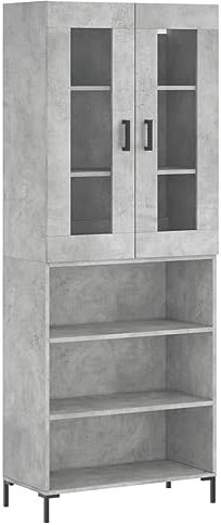 Annlera Sideboard Moderne Hochschrank Beistellschrank Aufbewahrungsschrank Vorratsschrank Praktische Schrank Standschrank Buffetschrank Möbelstück für Wohnzimmer Betongrau 69,5x34x180 cm