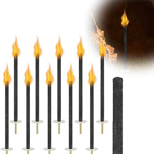HENGMEI 10 torce di cera per esterni, tempo di combustione 100 minuti, torcia in cera naturale, torcia da giardino, feste, escursioni, con protezione per le mani e manico extra lungo