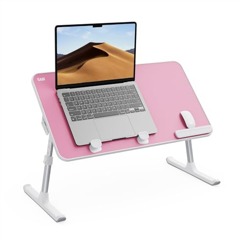 Laptop Bed Tray Desk, SAIJI Adjustable Laptop Table with Foldable Leg