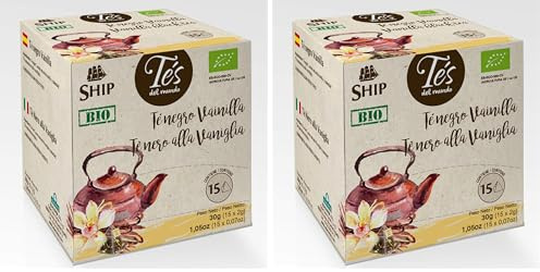 Ship - Té Negro de Vainilla Bio - Caja de 15 Pirámides - Aporta Energía - Grandes Propiedades Antioxidantes y Diuréticas - Sabor Dulce - Efecto Saciante (Paquete de 2)
