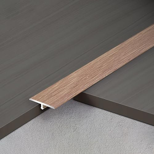 Raouoae Türleiste T-Profil Aluminium Übergangsschiene Übergangsprofil 2 Stück*90cm Boden Abdeckleiste Für Ebenen Boden, Kantenleiste Holz Zu Fliesen Vinyl Zu Laminat(Holzfarbe,Breite: 2.5 cm)