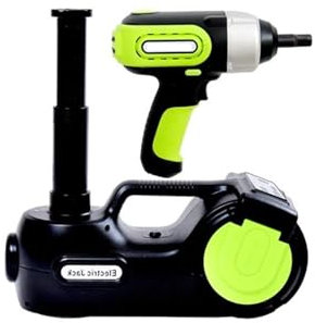 CQJJXKYC hebebühne Auto Elektro-Wagenheber-Set + Schlagschrauber, LED-Licht, tragbarer hydraulischer Wagenheber, 13,5–36 cm, Reifenhebe-Autoreparaturwerkzeug Wagenheber