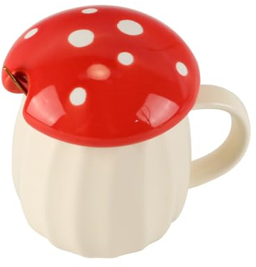 Nicear - Taza de cerámica con tapa de hongo, ideal para café y té, ideal para San Valentín, Navidad o cumpleaños, diseño de hongos