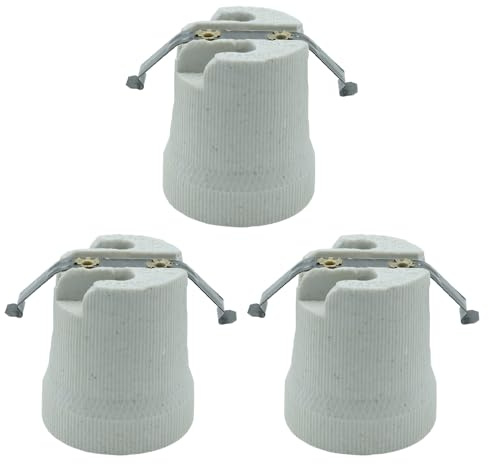 Sarini 3PCS Douille E27 À Vis Douille En Céramique Porcelaine E27 Porte Ampoule Halogène Incandescente Sources Lumineuses À Base E27