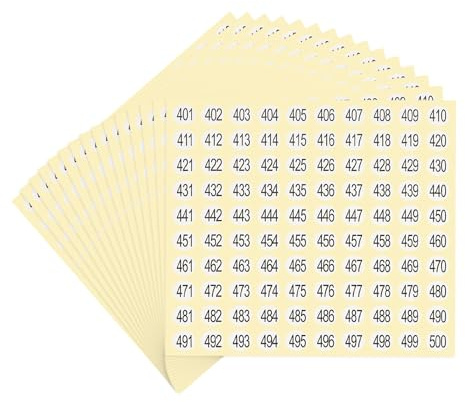 PATIKIL 15 Blätter 1500 Stück Zahlen Aufkleber 401-500, 1cm, Rund, Selbstklebende Klebezahlen, Nummer Sticker für Büros Schließfächerheim Klassifikation (Weiß, Schwarz)