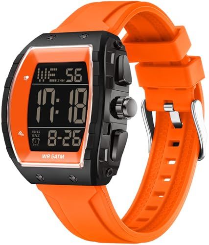 findtime Armbanduhr Herren Digital Sportuhr Militär Quadratische Digitaluhr Herren Senioren Große Zahlen Eckige Herrenuhr mit Coutdown Dualzeit Stoppuhr 5ATM Wasserdicht Outdoor