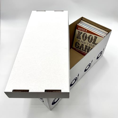 Panmer 12 and 7 Cardboard Vinyl Storage Box with Lid - Fits Up to 50 LPs (5, 7)