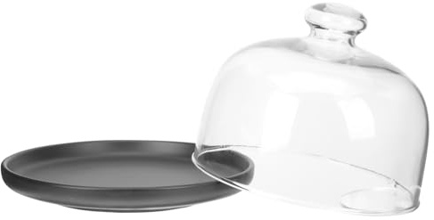 POPETPOP Piatto Da Esposizione Per Dessert Con Cupola Di Torta in Vetro Trasparente, Vassoio Per Torta Multiuso in Ceramica Da 6 Pollici Con Coperchio, Per Presentazione Alimenti e Buffet Casa