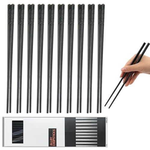 10 Paar Essstäbchen Spülmaschinenfest, Wiederverwendbare Essstäbchen Aus Edelstahl Mit Romantischem Kirschblütenmuster Sushi Stäbchen, Chopsticks 27 cm Länge, Ideal Für Sushi Und Asiatische Gerichte