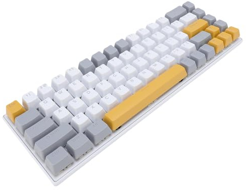 VBESTLIFE Tastiera da Gioco Meccanica 60%, Tastiera Retroilluminata RGB 68 Tasti con Interruttore Blu per Computer Portatile per PC (Giallo Grigio Bianco)