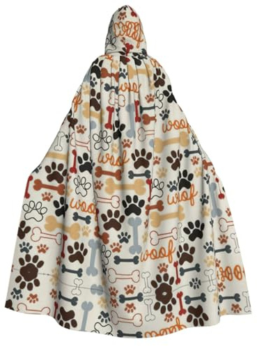 RRhgipp Hundben tassavtryck vuxen huva cape unisex lång huva kappa vampyr cape häxa maskeraddräkt present 150 cm