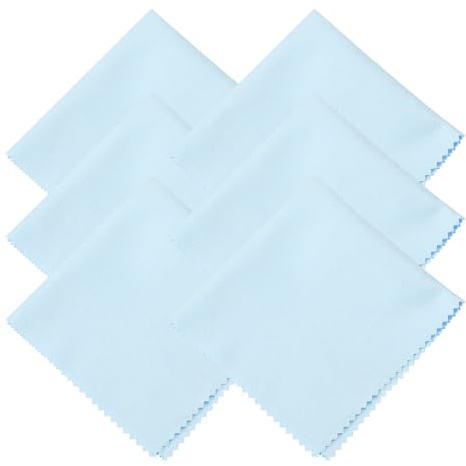 sourcing map 6 Pcs Microfiber Cleaning Cloth for Glasses, 11.8 x 11.8 Inch Eyeglass Cleaning Cloth, Glasses Cleaner Wipes for Electronics Lenses Screens Cameras Cell Phones, Light Blue
