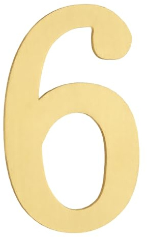 sourcing map Numeri civici per esterni, 7,1 cm, magnetici in ottone, autoadesivi, decorazione per cassetta postale, per appartamento, ufficio, camera d'albergo, cartelli per porte (numero 6)