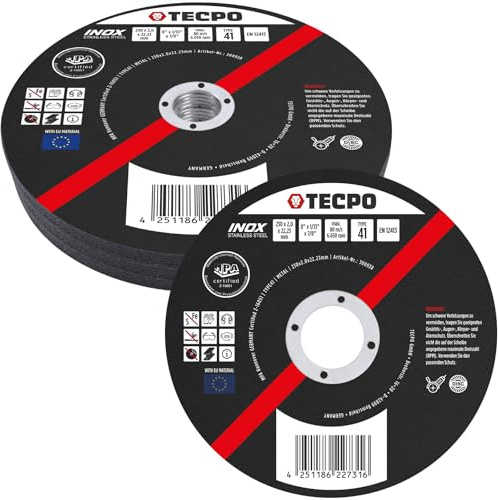 TECPO Lot de 15 disques à tronçonner - Diamètre : 230 mm - Pour meuleuse d'angle - Disques flexibles pour acier, métal et acier inoxydable (INOX) - 2,0 mm - 22,23 mm