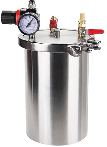 Druckbehälter für Klebstoffspender aus Edelstahl, 1–5 l Flüssigseifen-Druckbehälter mit luftdichtem Klemmverschluss Sicherheitsventil, pneumatischer Dosierung für Klebstoffe Farben(10L)