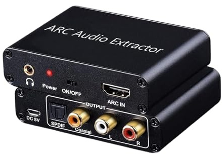 LICAEVEY Estrattore Audio HDMI, Adattatore Convertitore Audio Stereo da 4K a 60 Hz HDMI ARC a Ottico/coassiale/3,5 Mm con 192 KHz, per Soundbar, Amplificatore, TV