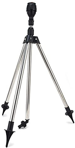 Keenso Arroseur rotatif à 360 degrés en acier inoxydable pour irrigation de jardin avec trépied réglable pour un arrosage efficace, hauteur de 55,9 cm, antirouille pour plantes, outil d'arrosage