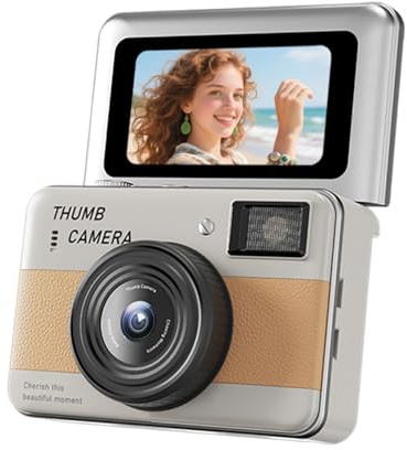 Andoer Mini Digital Camera, 4K Small Video Recorder Keychain Camcorder | 1.47 Inch Screen Portable, Filter Mode 14 Types for Travel Vlog Night Shots, Orange